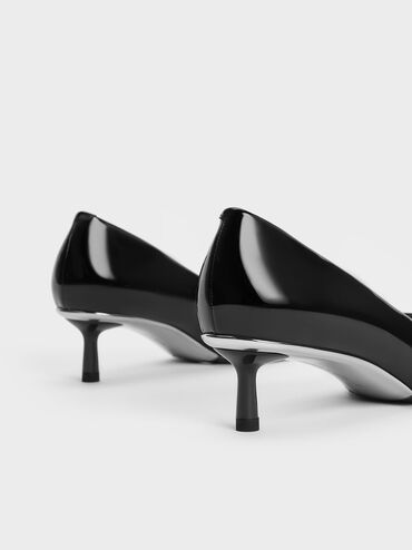 Curtis Patent Pointed-Toe Kitten Heel Pumps, Black Patent, hi-res