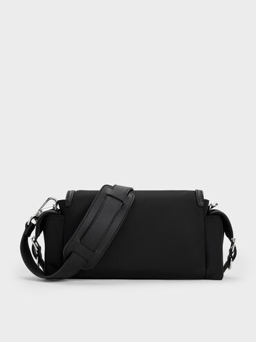 Levy Nylon Buckled Crossbody Bag, Noir, hi-res