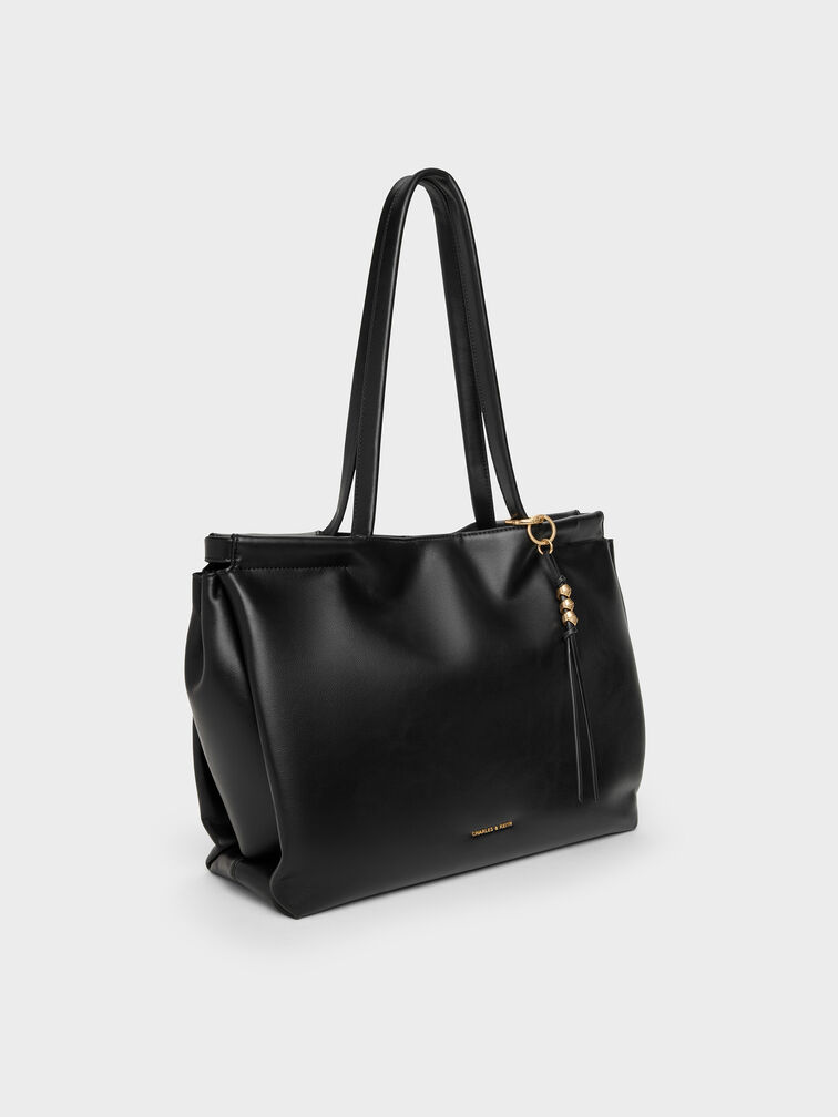 XL Zephyr Tassel Tote Bag, Black, hi-res
