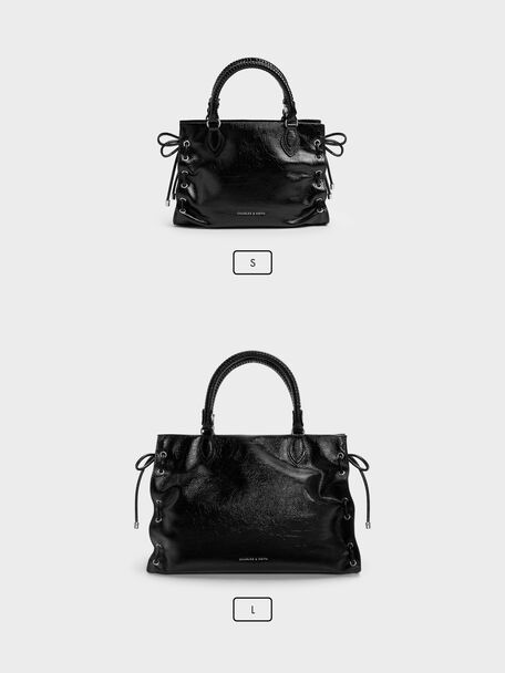 Mini Nylah Grommet Lace-Up Tote Bag, Noir, hi-res