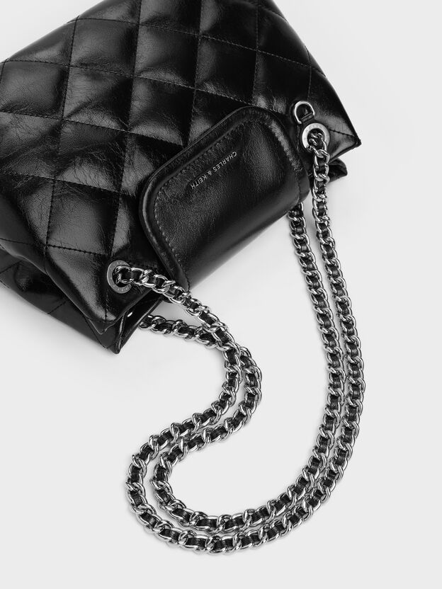 Apfra Quilted Shoulder Bag, Noir, hi-res