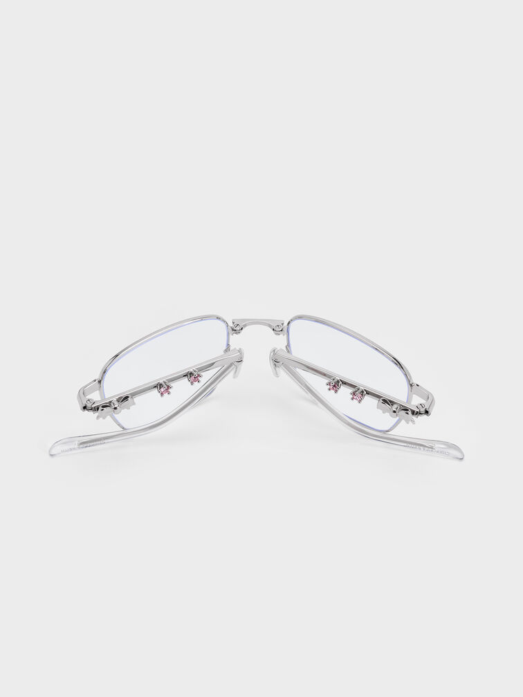 Paige Clear Rectangular Sunglasses, Silver, hi-res