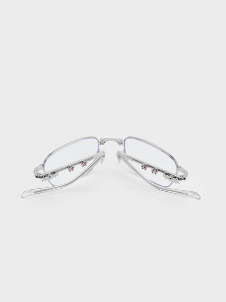 Paige Clear Rectangular Sunglasses, Silver, hi-res