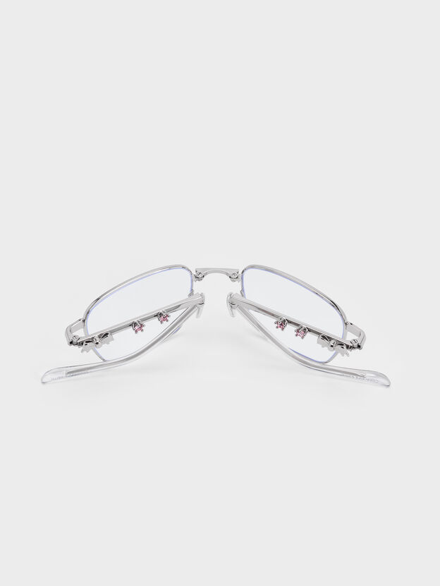 Paige Clear Rectangular Sunglasses, Silver, hi-res