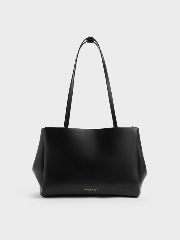Halsey Ruched Tote Bag, Black, hi-res