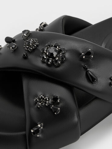 Gem & Pearl Flatform Sandals, Black, hi-res