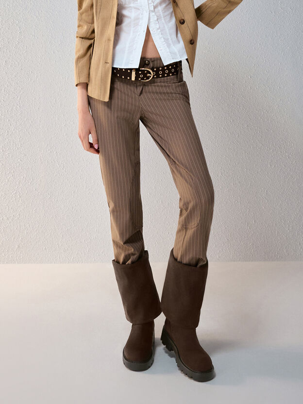 Camilla Faux Suede Thigh-High Boots, Dark Brown Textured, hi-res