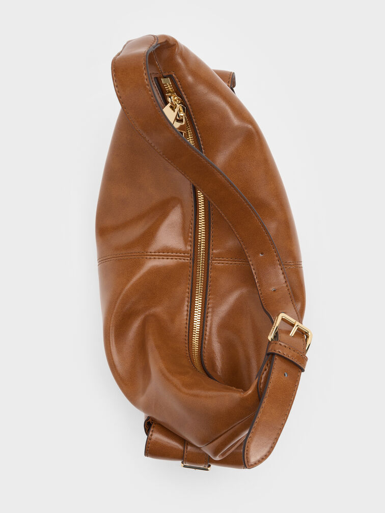 Bessie Side-Pocket Hobo Bag, Distressed Tan, hi-res
