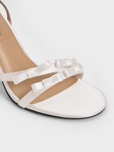 Jessy Recycled Polyester Bow Ankle-Strap Stiletto-Heel Sandals, White, hi-res