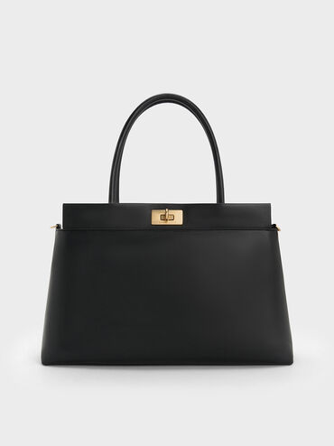 Lennie Top Handle Satchel Bag, Black, hi-res
