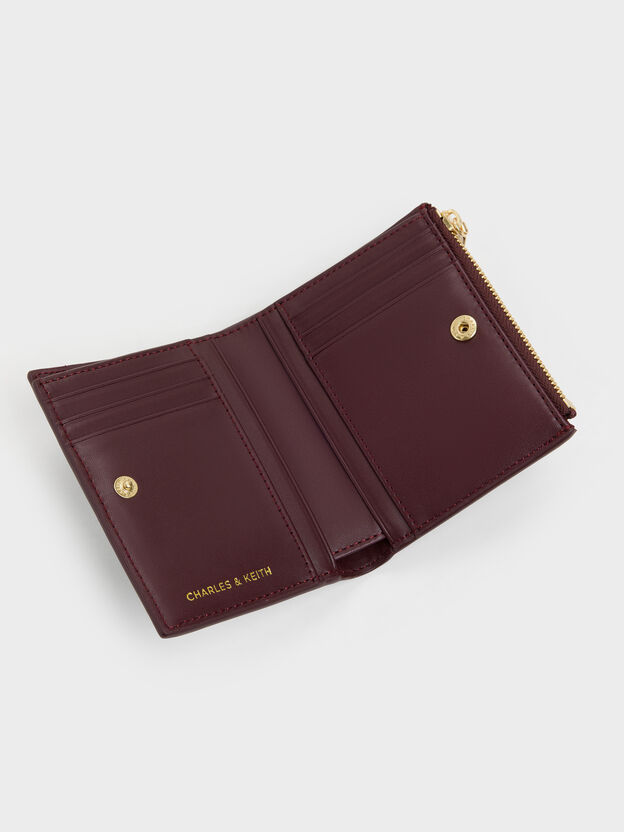 Apolline Textured Top-Zip Wallet, Wineberry Red, hi-res