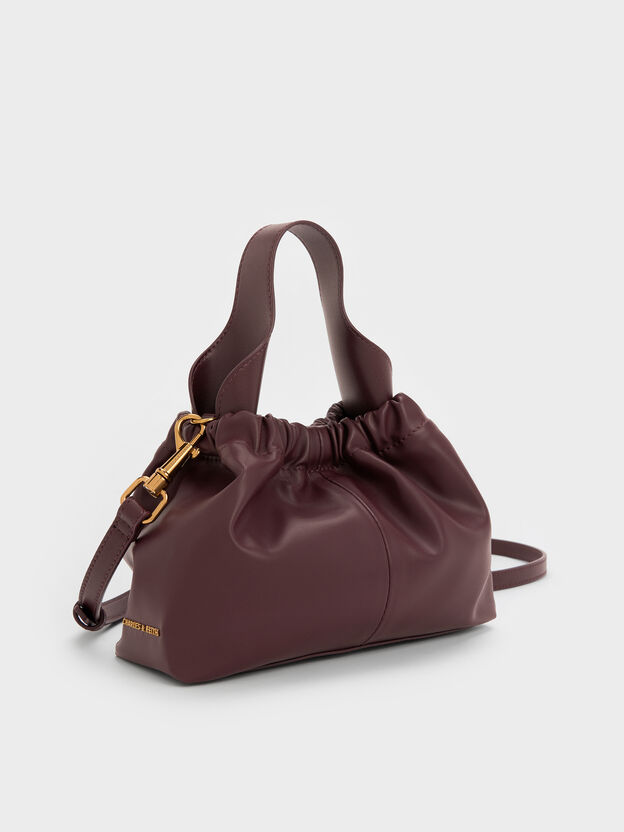 Ally Ruched Chain-Handle Bag, Wineberry Red, hi-res