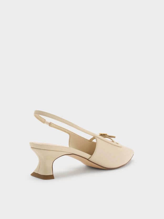 Buckle-Strap Slingback Pumps, Beige, hi-res