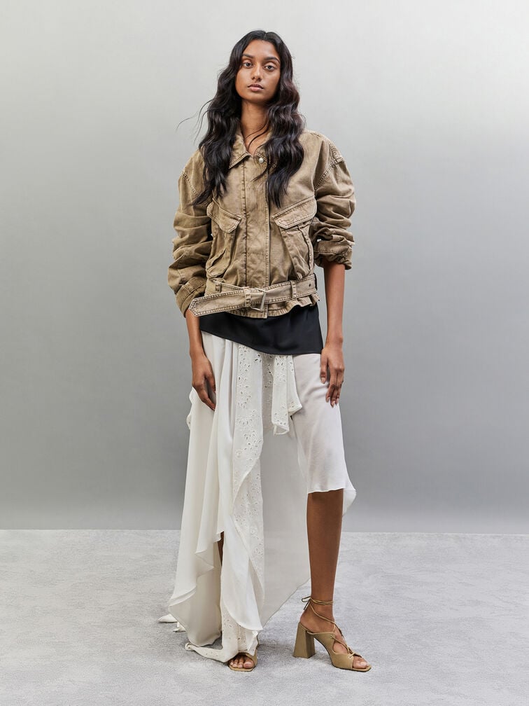 Jianna Suede Heeled Sandals, Military Green, hi-res