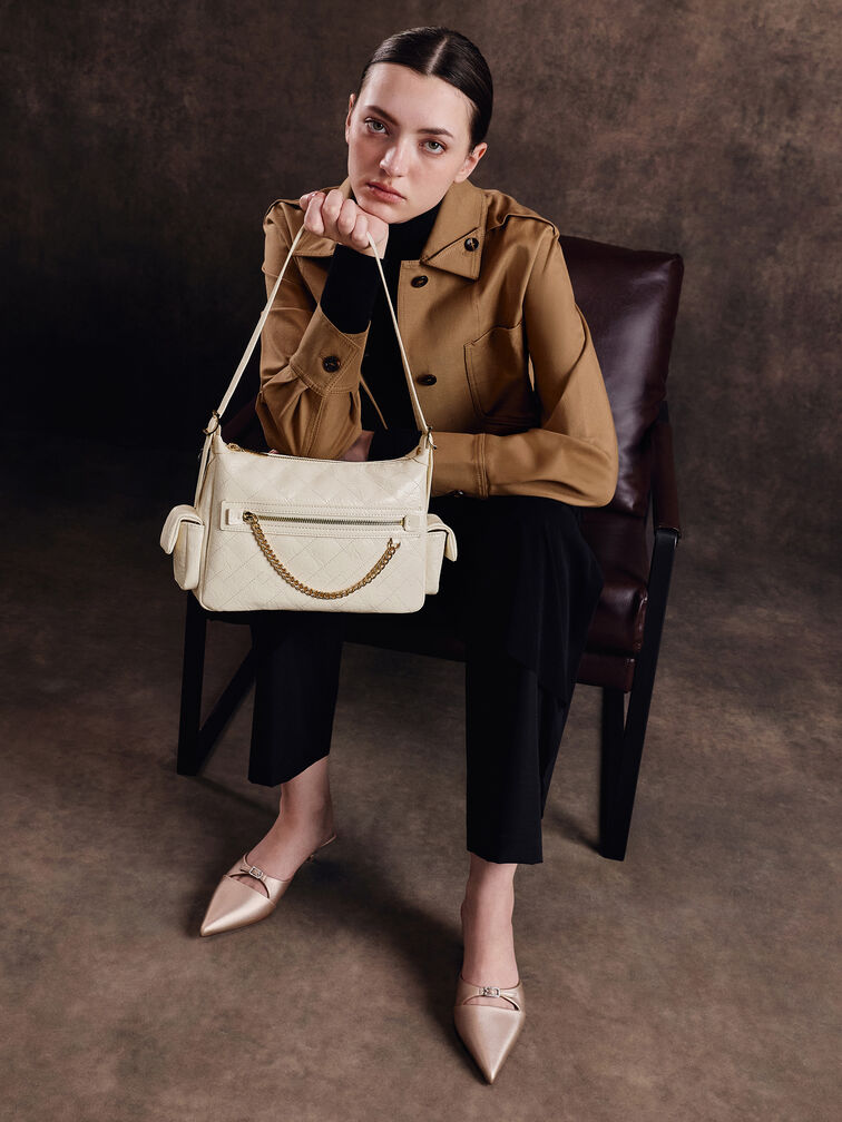 Duo Quilted Side-Pocket Shoulder Bag, Cream, hi-res