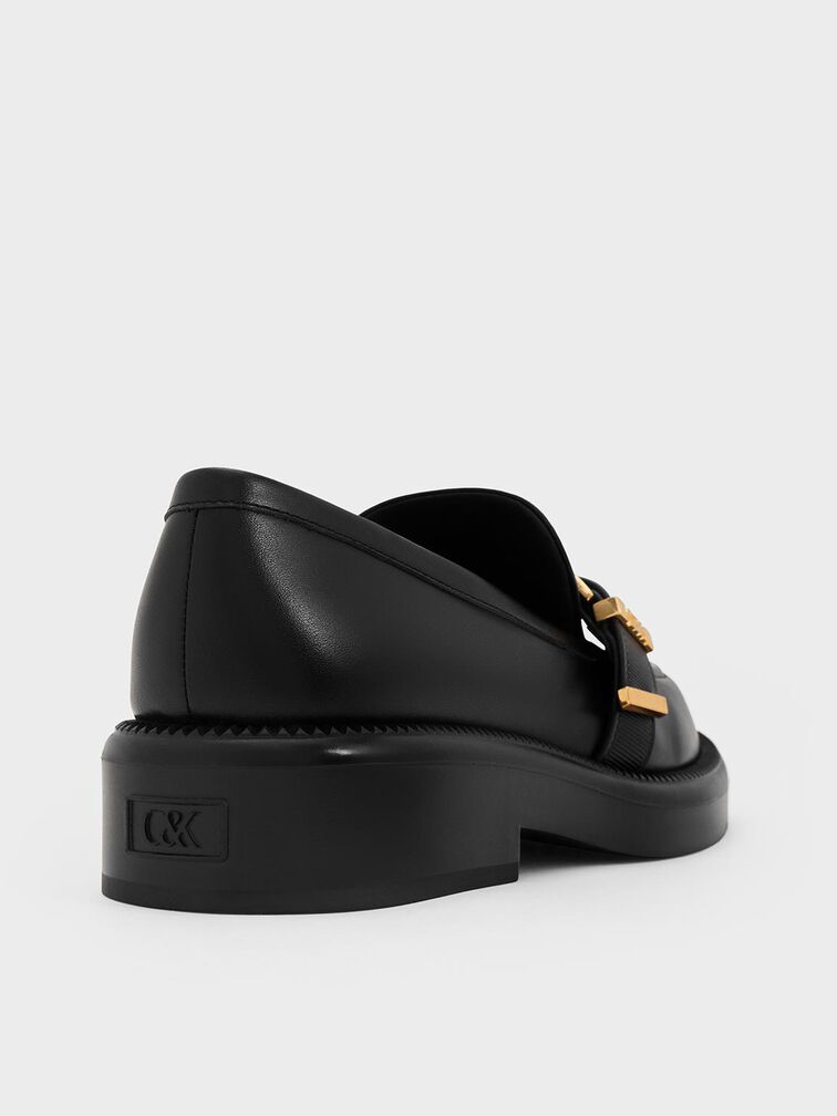 Leather Buckled-Strap Loafers, Black, hi-res