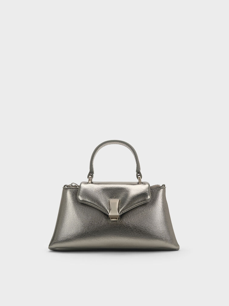 Micro Lilibet Metallic Top Handle Bag, Pewter, hi-res