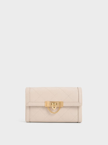 Tallulah Quilted Push-Lock Clutch, Oat, hi-res