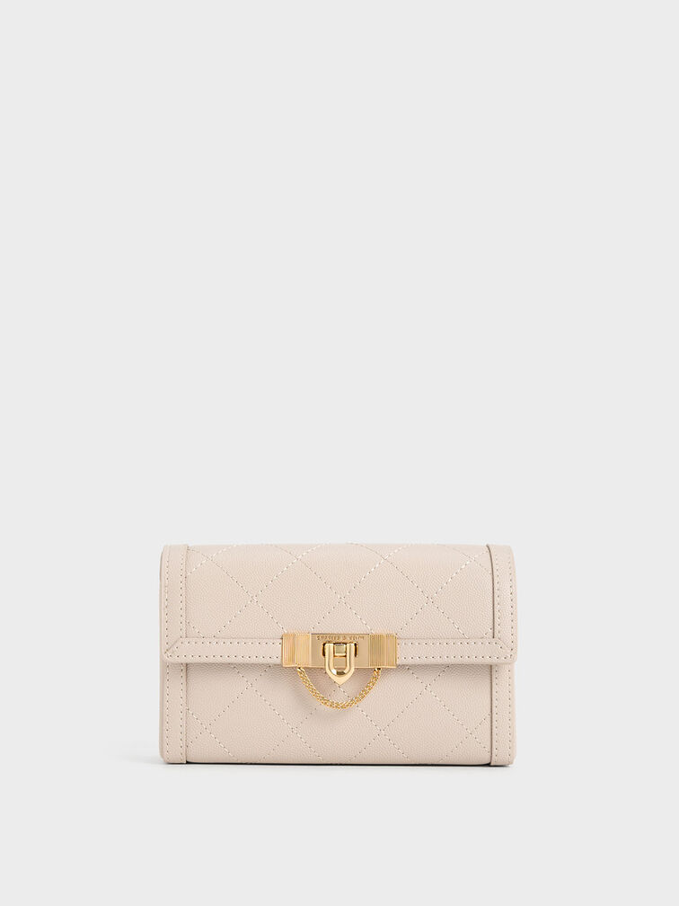 Tallulah Quilted Push-Lock Clutch, Oat, hi-res
