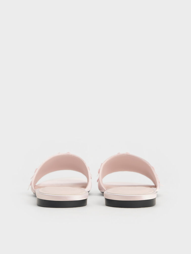 Satin Bow Slide Sandals, Blush, hi-res