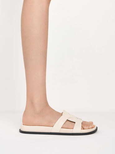 Fannie Interwoven Cut-Out Slide Sandals, Cream, hi-res