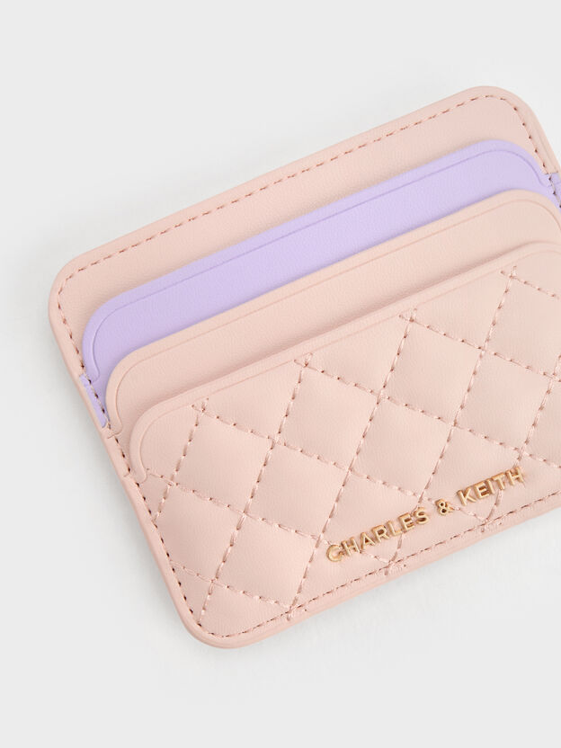 Cleo Two-Tone Quilted Card Holder, Soft Pink, hi-res