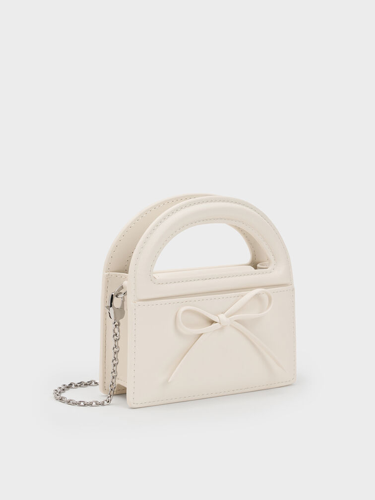 Reese Bow Top Handle Wristlet, Cream, hi-res