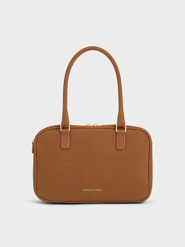 Sianna Textured Bowling Bag, Brown, hi-res