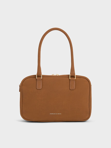 Sianna Textured Bowling Bag, Brown, hi-res