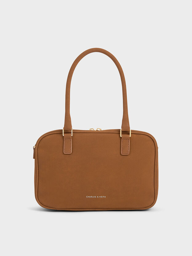 Sianna Textured Bowling Bag, Brown, hi-res
