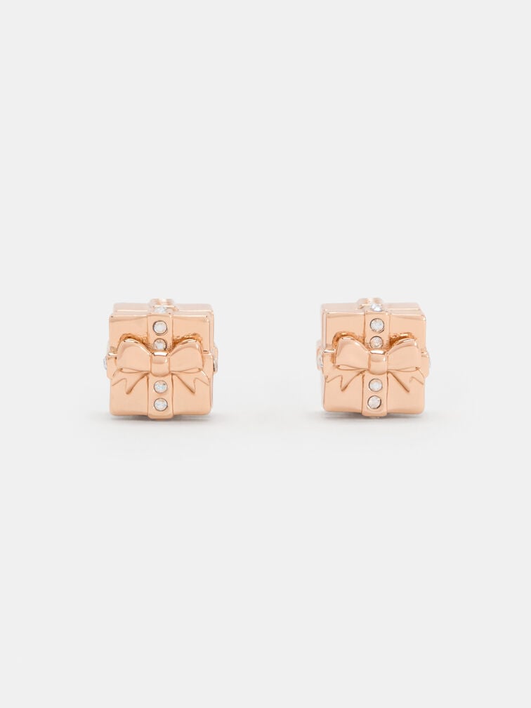Athalia Crystal-Embellished Gift-Box Stud Earrings, Rose Gold, hi-res
