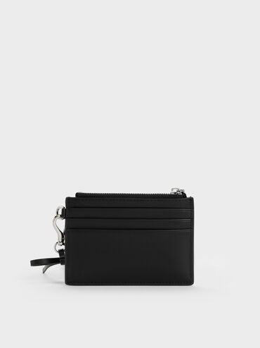 Hazel Bow Panelled Card Holder, Noir, hi-res