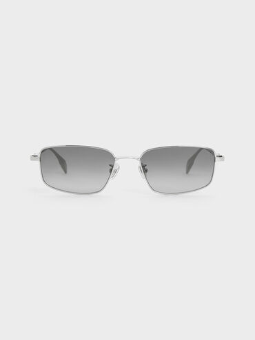 Inara Metallic-Rim Sunglasses, Silver, hi-res