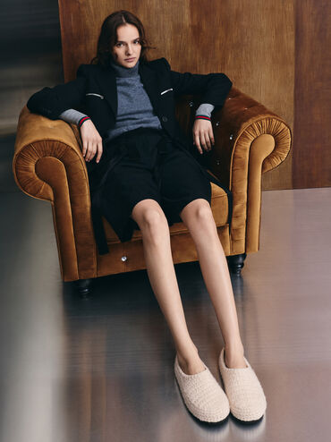 Crochet Flat Mules, Chalk, hi-res