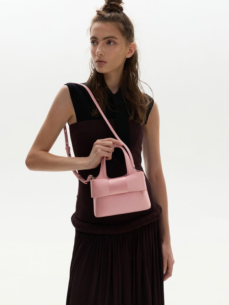 Aravis Bow Bucket Bag​, Pink, hi-res