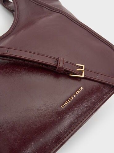 Mini Sianna Crinkle-Effect Slouchy Tote Bag, Wineberry Red, hi-res