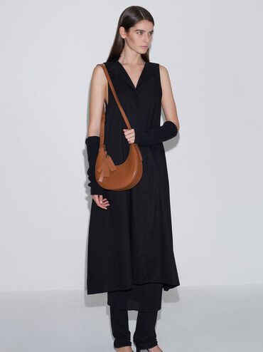 Carey Crescent Hobo Bag, Tan, hi-res