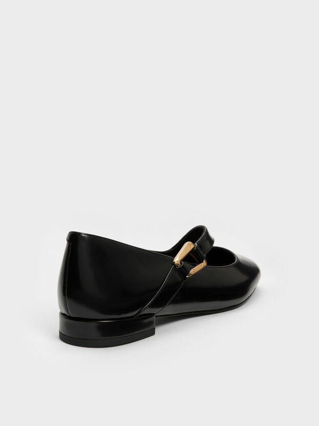 Daena Leather Asymmetric-Strap Mary Janes, Black Box, hi-res