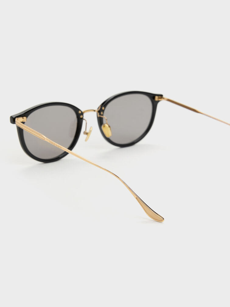 Minnow Metal-Rim Round Sunglasses, Black, hi-res