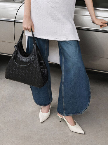 Ivette Woven Tote Bag, Noir, hi-res