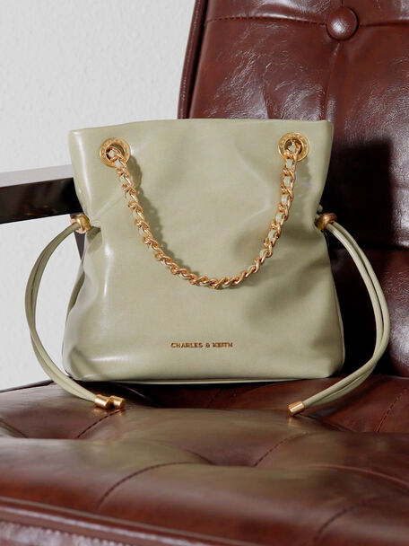 Arya Braided-Chain Crossbody Bag, Pale Olive, hi-res