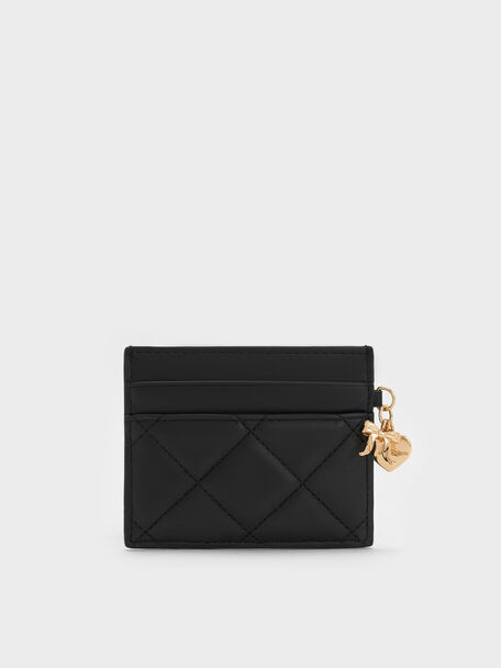 Arrietty Quilted Card Holder, Black, hi-res