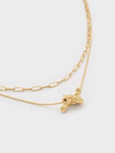 Sable Rope-Knot Double-Chain Necklace, Gold, hi-res