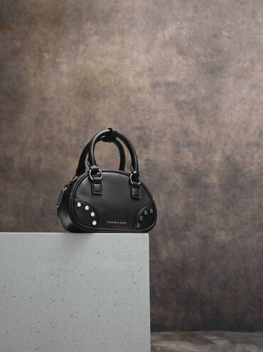 Bobbie Studded Top Handle Bag, Noir, hi-res