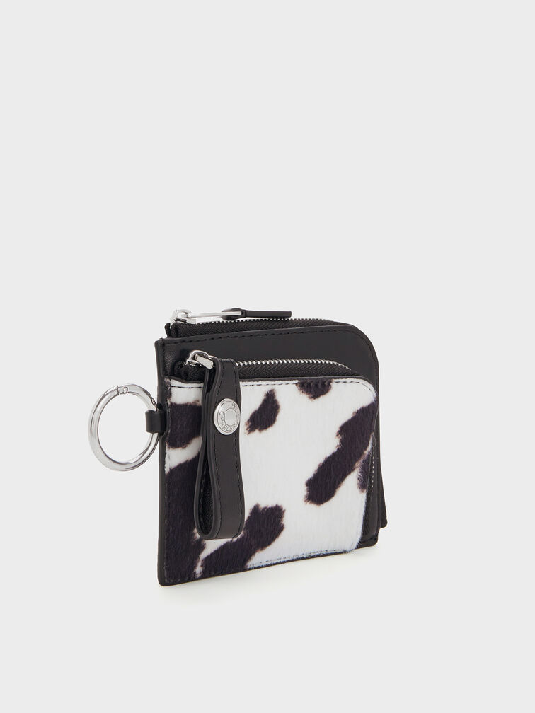 Vega Furry Cow-Print Zip-Around Pouch, Multi, hi-res