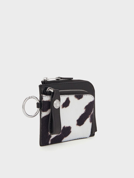 Vega Furry Cow-Print Zip-Around Pouch, Multi, hi-res
