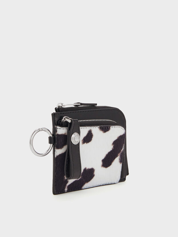 Vega Furry Cow-Print Zip-Around Pouch, Multi, hi-res