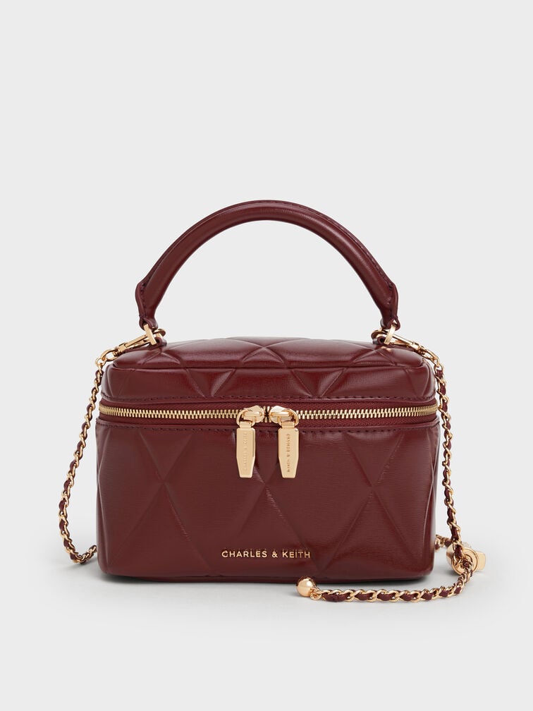 Arwen Quilted Top Handle Vanity Bag, Burgundy, hi-res