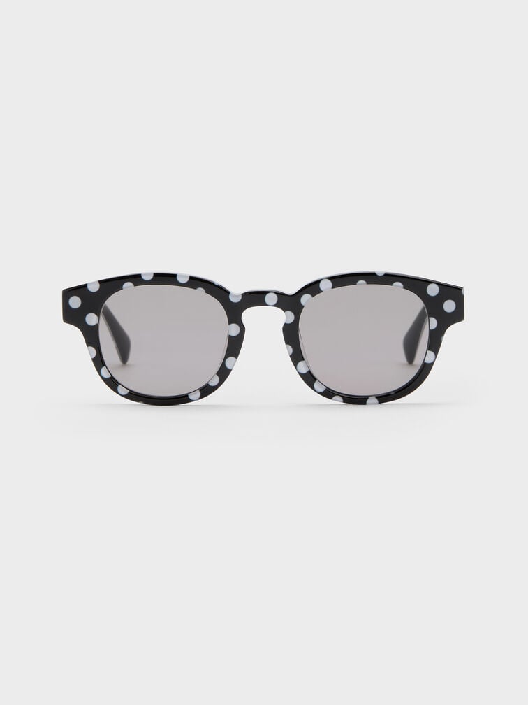 Girls' Gabine Polka-Dot Sunglasses, Black, hi-res