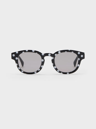 Girls' Gabine Polka-Dot Sunglasses, Black, hi-res